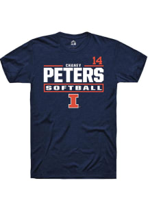 Chaney Peters Navy Blue Illinois Fighting Illini NIL Stacked Box Short Sleeve T Shirt