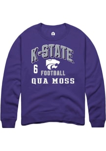 Qua Moss Rally Mens Purple K-State Wildcats NIL Arch Logo Crew Sweatshirt