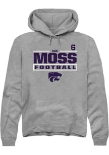 Qua Moss Rally Mens Graphite K-State Wildcats NIL Stacked Box Hooded Sweatshirt