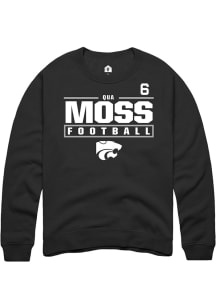 Qua Moss Rally Mens Black K-State Wildcats NIL Stacked Box Crew Sweatshirt