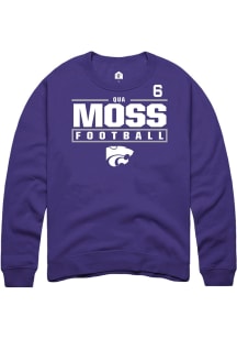 Qua Moss Rally Mens Purple K-State Wildcats NIL Stacked Box Crew Sweatshirt