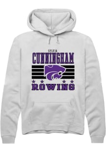 Sylvia Cunningham Rally Mens White K-State Wildcats NIL Striped Hooded Sweatshirt