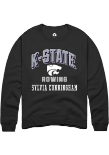 Sylvia Cunningham Rally Mens Black K-State Wildcats NIL Arch Logo Crew Sweatshirt