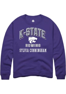 Sylvia Cunningham Rally Mens Purple K-State Wildcats NIL Arch Logo Crew Sweatshirt