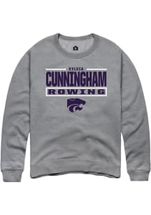 Sylvia Cunningham Rally Mens Graphite K-State Wildcats NIL Stacked Box Crew Sweatshirt