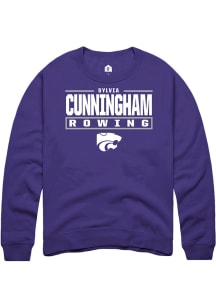 Sylvia Cunningham Rally Mens Purple K-State Wildcats NIL Stacked Box Crew Sweatshirt