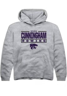 Sylvia Cunningham Rally Youth Grey K-State Wildcats NIL Stacked Box Long Sleeve Hooded Sweatshirt