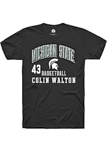 Colin Walton  Michigan State Spartans Black Rally NIL Arch Logo Short Sleeve T Shirt
