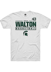 Colin Walton  Michigan State Spartans White Rally NIL Stacked Box Short Sleeve T Shirt