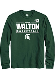 Colin Walton  Michigan State Spartans Green Rally NIL Stacked Box Long Sleeve T Shirt