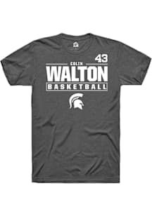 Colin Walton  Michigan State Spartans Grey Rally NIL Stacked Box Short Sleeve T Shirt