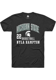 Nyla Hampton Black Michigan State Spartans NIL Arch Logo Short Sleeve T Shirt