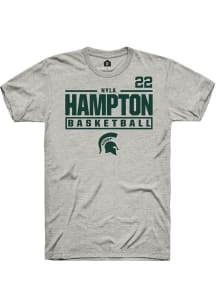 Nyla Hampton Ash Michigan State Spartans NIL Stacked Box Short Sleeve T Shirt