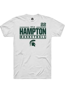 Nyla Hampton White Michigan State Spartans NIL Stacked Box Short Sleeve T Shirt