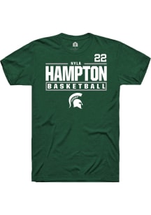 Nyla Hampton Green Michigan State Spartans NIL Stacked Box Short Sleeve T Shirt