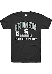 Parker Picot  Michigan State Spartans Black Rally NIL Arch Logo Short Sleeve T Shirt