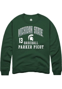 Parker Picot Rally Mens Green Michigan State Spartans NIL Arch Logo Crew Sweatshirt