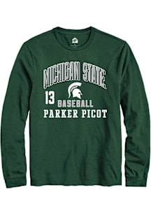 Parker Picot  Michigan State Spartans Green Rally NIL Arch Logo Long Sleeve T Shirt