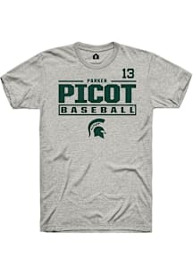 Parker Picot  Michigan State Spartans Ash Rally NIL Stacked Box Short Sleeve T Shirt