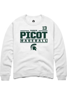 Parker Picot Rally Mens White Michigan State Spartans NIL Stacked Box Crew Sweatshirt