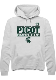 Parker Picot Rally Mens White Michigan State Spartans NIL Stacked Box Hooded Sweatshirt