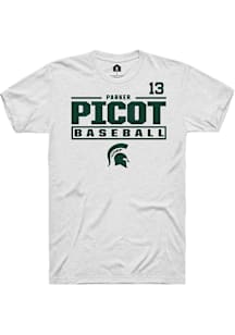 Parker Picot  Michigan State Spartans White Rally NIL Stacked Box Short Sleeve T Shirt