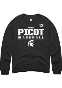 Parker Picot Rally Mens Black Michigan State Spartans NIL Stacked Box Crew Sweatshirt