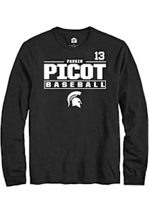 Parker Picot  Michigan State Spartans Black Rally NIL Stacked Box Long Sleeve T Shirt
