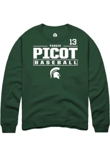 Parker Picot Rally Mens Green Michigan State Spartans NIL Stacked Box Crew Sweatshirt