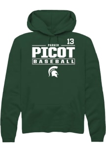 Parker Picot Rally Mens Green Michigan State Spartans NIL Stacked Box Hooded Sweatshirt