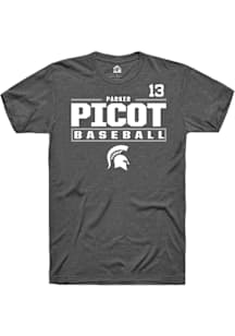 Parker Picot  Michigan State Spartans Grey Rally NIL Stacked Box Short Sleeve T Shirt