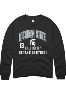 Skylar Santucci Rally Mens Black Michigan State Spartans NIL Arch Logo Crew Sweatshirt