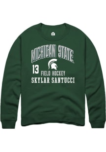 Skylar Santucci Rally Mens Green Michigan State Spartans NIL Arch Logo Crew Sweatshirt