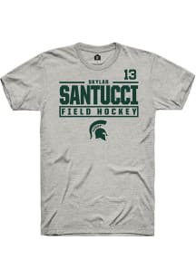 Skylar Santucci Ash Michigan State Spartans NIL Stacked Box Short Sleeve T Shirt