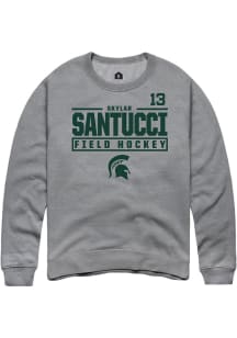 Skylar Santucci Rally Mens Graphite Michigan State Spartans NIL Stacked Box Crew Sweatshirt