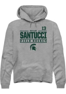 Skylar Santucci Rally Mens Graphite Michigan State Spartans NIL Stacked Box Hooded Sweatshirt