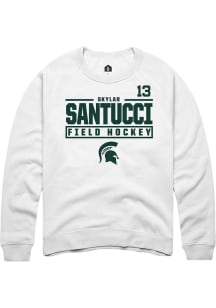 Skylar Santucci Rally Mens White Michigan State Spartans NIL Stacked Box Crew Sweatshirt