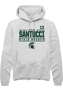Skylar Santucci Rally Mens White Michigan State Spartans NIL Stacked Box Hooded Sweatshirt