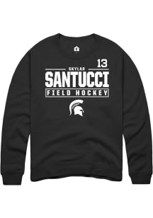Skylar Santucci Rally Mens Black Michigan State Spartans NIL Stacked Box Crew Sweatshirt