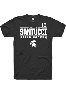 Skylar Santucci Black Michigan State Spartans NIL Stacked Box Short Sleeve T Shirt