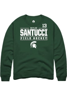 Skylar Santucci Rally Mens Green Michigan State Spartans NIL Stacked Box Crew Sweatshirt