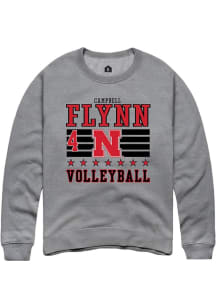 Campbell Flynn Rally Mens Grey Nebraska Cornhuskers NIL Striped Crew Sweatshirt