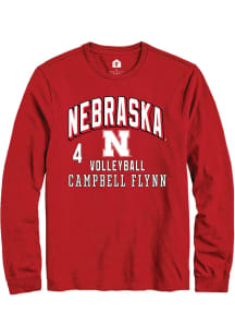 Campbell Flynn Rally Mens Red Nebraska Cornhuskers NIL Arch Logo Tee