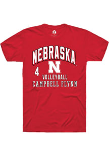 Campbell Flynn Red Nebraska Cornhuskers NIL Arch Logo Short Sleeve T Shirt