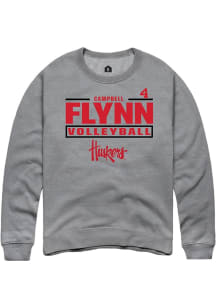 Campbell Flynn Rally Mens Graphite Nebraska Cornhuskers NIL Stacked Box Crew Sweatshirt