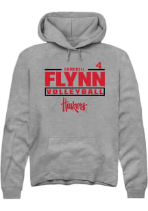 Campbell Flynn Rally Mens Graphite Nebraska Cornhuskers NIL Stacked Box Hooded Sweatshirt