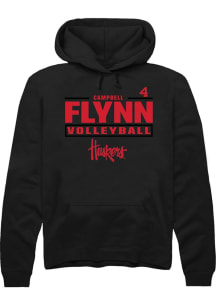 Campbell Flynn Rally Mens Black Nebraska Cornhuskers NIL Stacked Box Hooded Sweatshirt