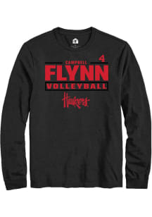 Campbell Flynn Rally Mens Black Nebraska Cornhuskers NIL Stacked Box Tee