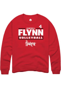 Campbell Flynn Rally Mens Red Nebraska Cornhuskers NIL Stacked Box Crew Sweatshirt