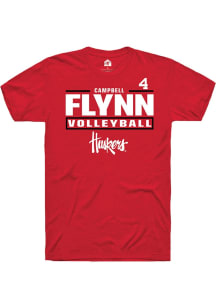 Campbell Flynn Red Nebraska Cornhuskers NIL Stacked Box Short Sleeve T Shirt